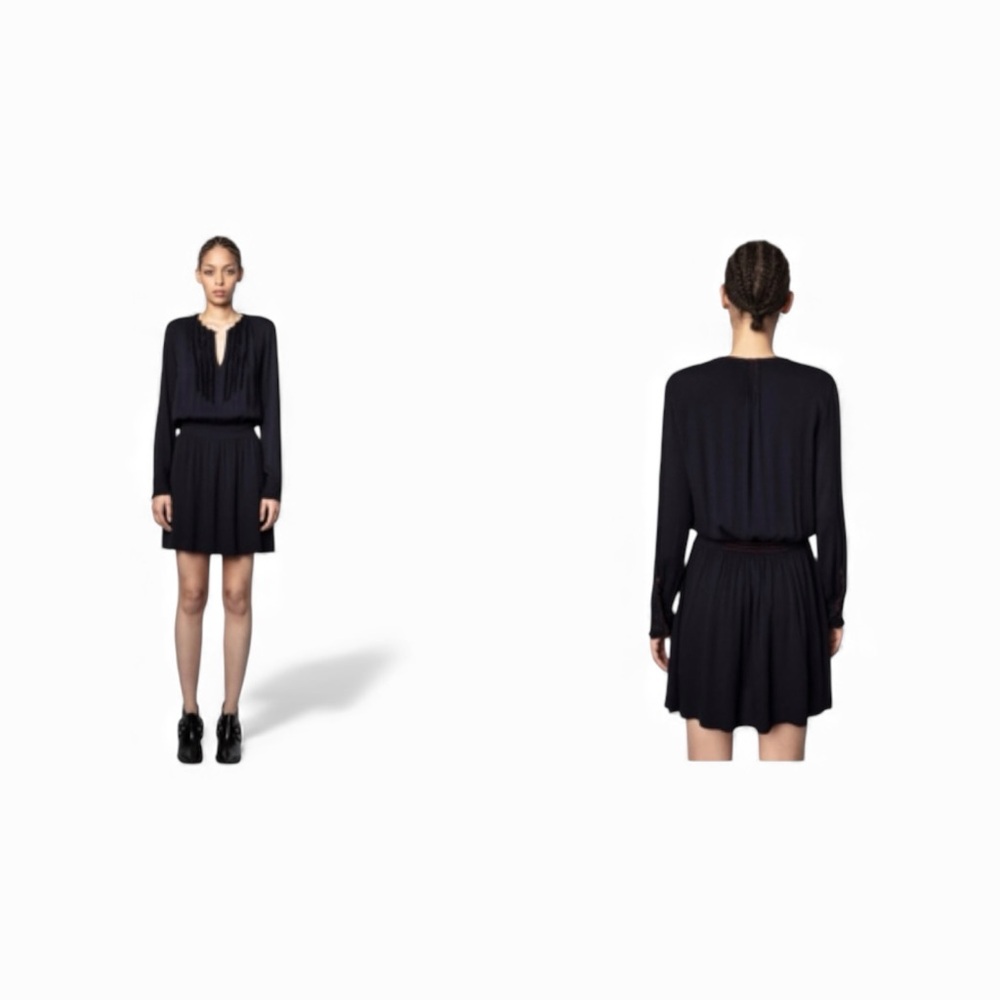 Zadig&Voltaire Navy W/ Red Contrast Stitching Remus Blouson Dress Size L NWOT
